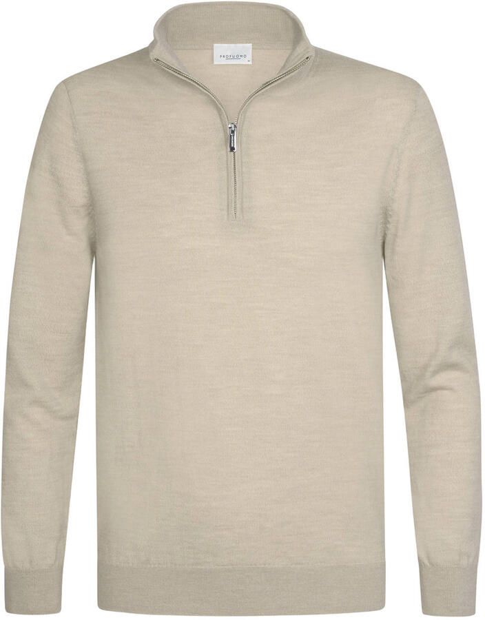 PROFUOMO Heren Truien & Vesten Pullover Half Zip Extrafine Merino Beige - Foto 5