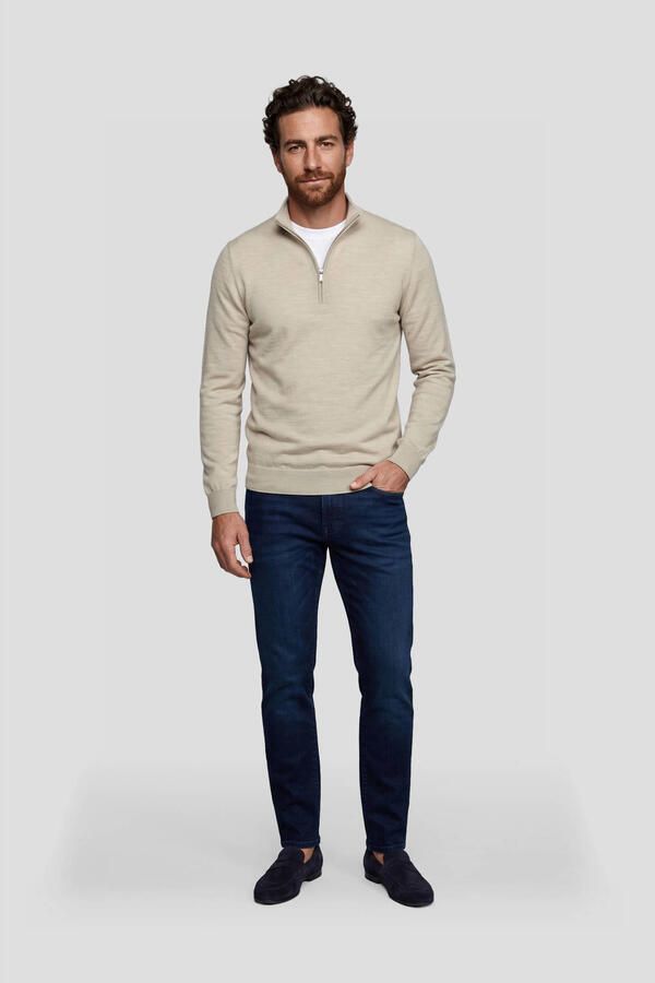 PROFUOMO Heren Truien & Vesten Pullover Half Zip Extrafine Merino Beige - Foto 5