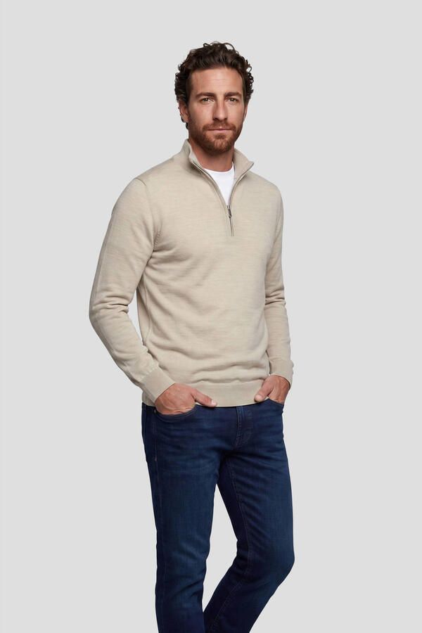 PROFUOMO Heren Truien & Vesten Pullover Half Zip Extrafine Merino Beige - Foto 6