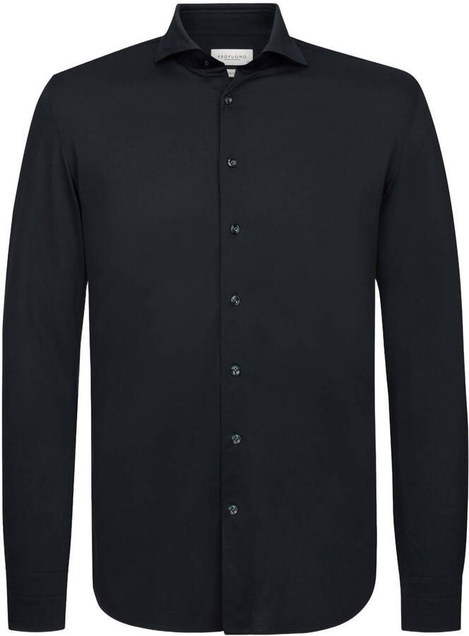 Profuomo Overhemd Lange Mouw Japanese Knitted Overhemd Navy