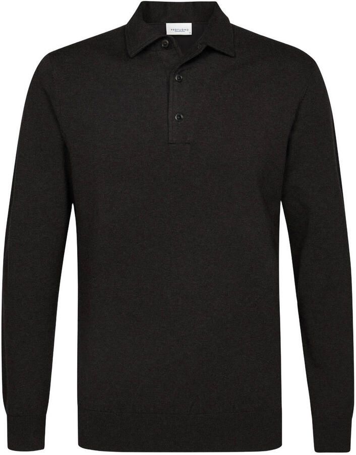Profuomo zijden regular fit gebreide trui met wol donkerbruin