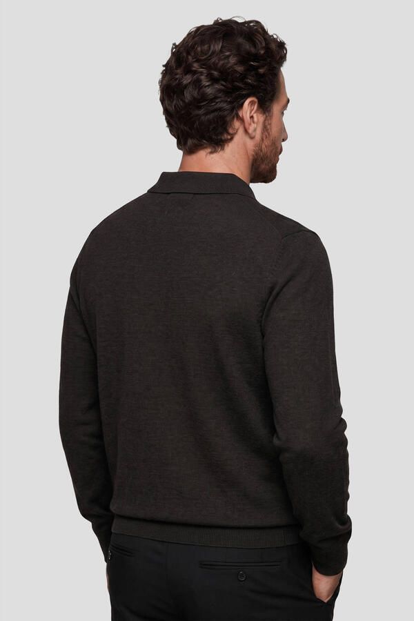 PROFUOMO Heren Polo's & T-shirts Polo One Piece Ls Luxury Basic Donkergrijs - Foto 6