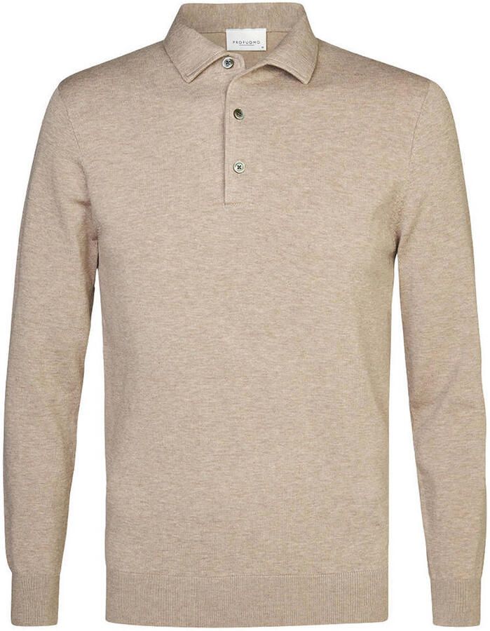 PROFUOMO Heren Truien & Vesten Polo Onepiece Luxury Basic Beige - Foto 5