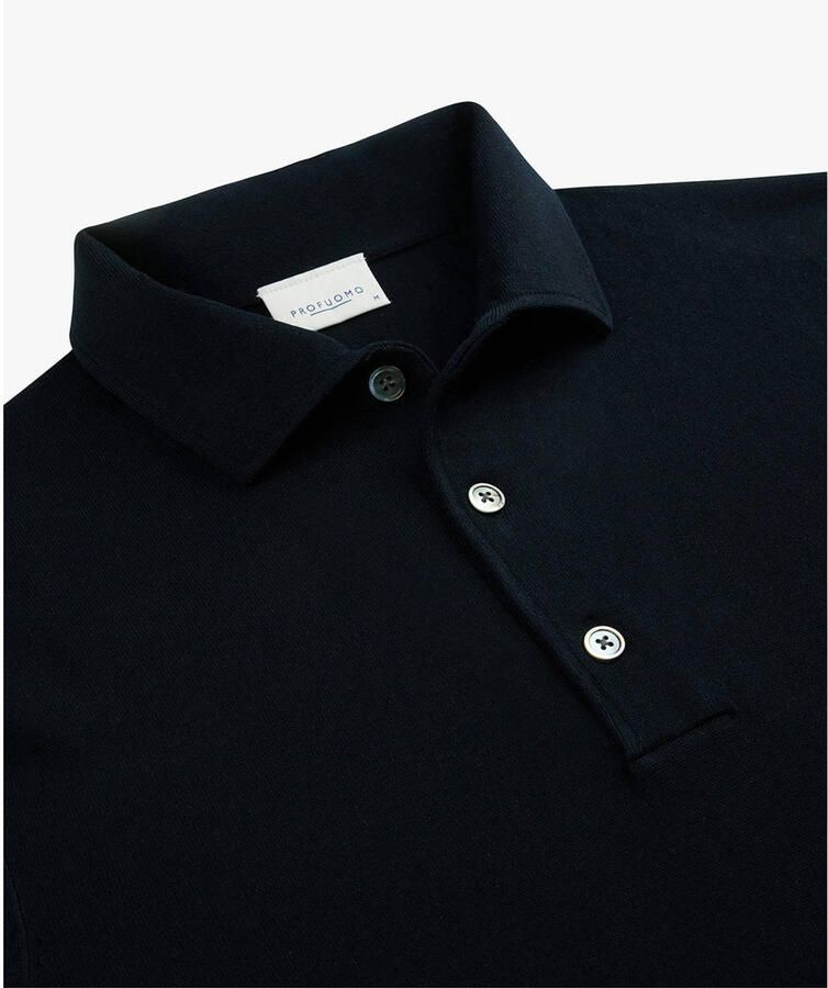 PROFUOMO Heren Truien & Vesten Polo Onepiece Luxury Basic Donkerblauw - Foto 5