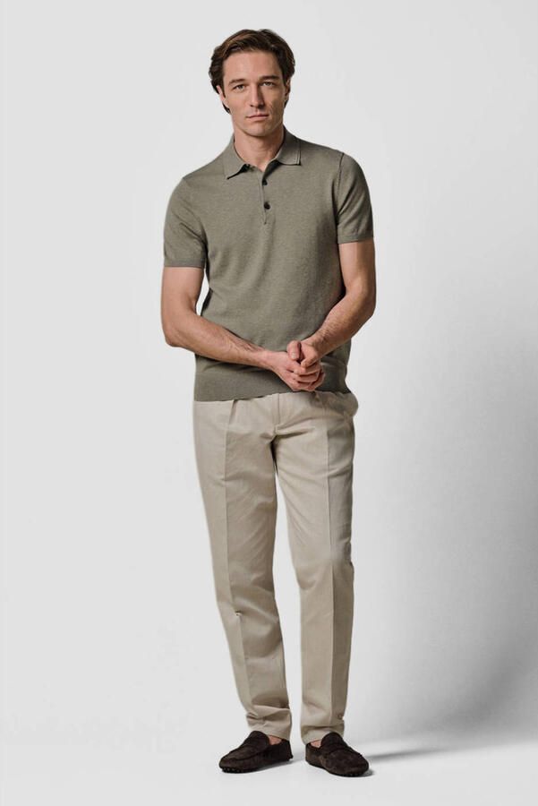 Profuomo zijden regular polo groen fijn gebreid - Foto 2