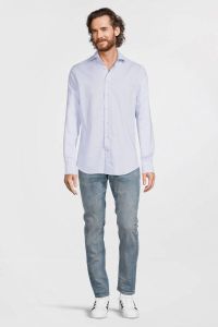 Profuomo slim fit overhemd dobby met all over print blue