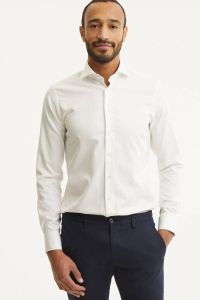 Profuomo slim fit strijkvrij overhemd wit twill two-ply