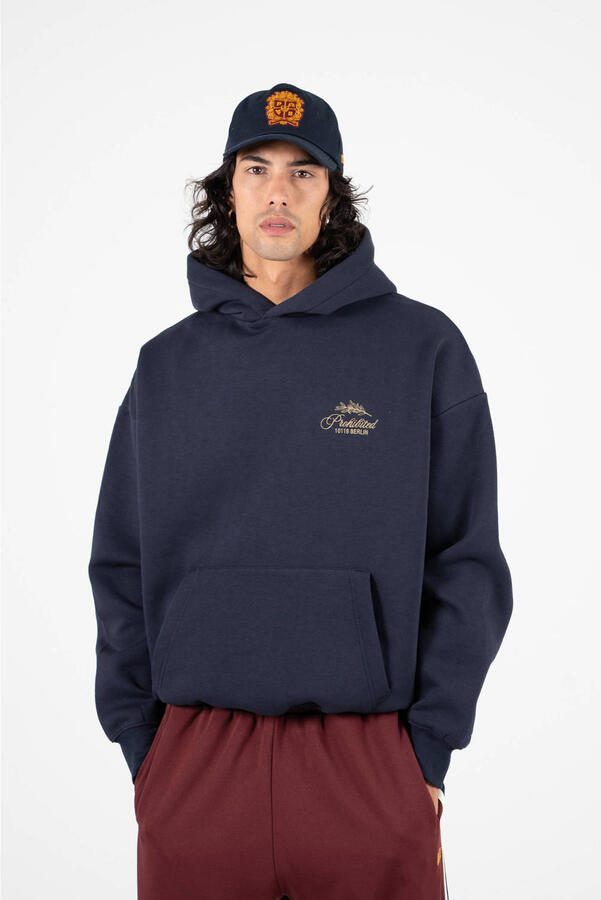 Prohibited hoodie met backprint donkerblauw