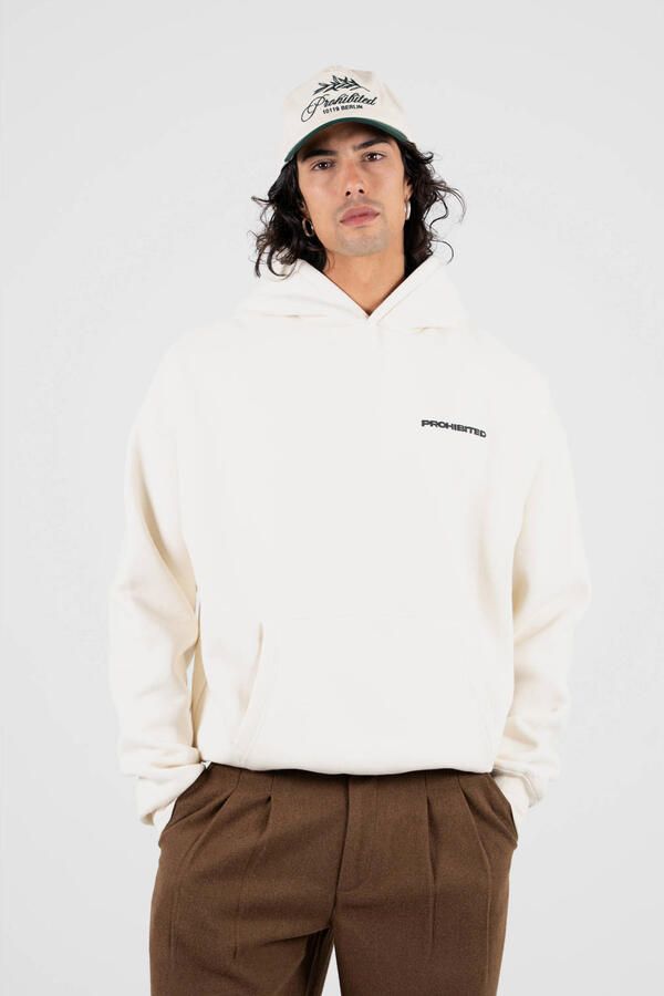 Prohibited hoodie met backprint ecru