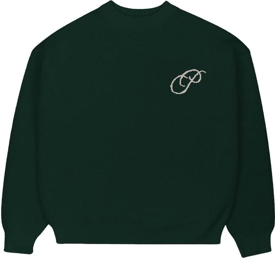 Prohibited katoenen oversized gebreide trui met logo groen - Foto 2