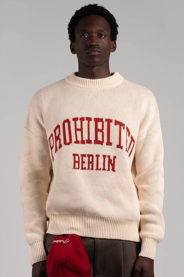 Prohibited katoenen oversized gebreide trui met logo off-white