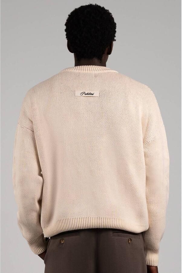 Prohibited katoenen oversized gebreide trui met logo off-white - Foto 2