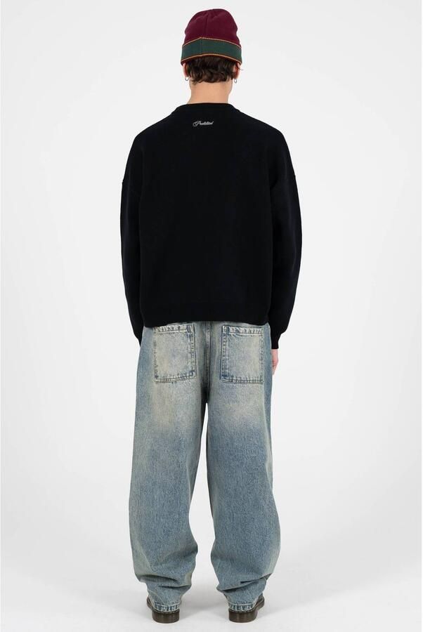 Prohibited katoenen oversized gebreide trui met logo zwart - Foto 3