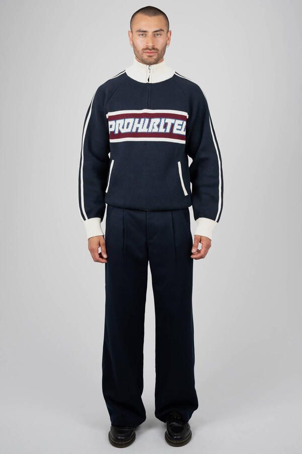 Prohibited katoenen regular fit gebreide jacquard trui met print donkerblauw - Foto 2