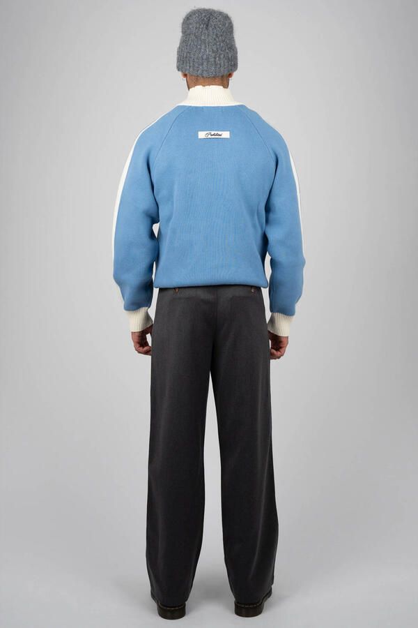 Prohibited katoenen regular fit gebreide jacquard trui met print light blue - Foto 2