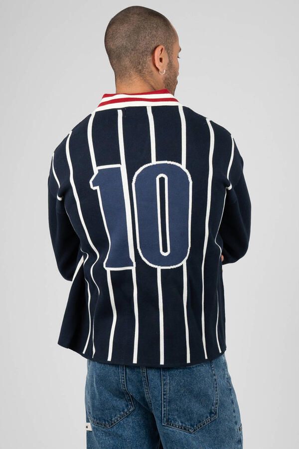 Prohibited katoenen regular fit jacquard gebreide trui met print donkerblauw - Foto 3