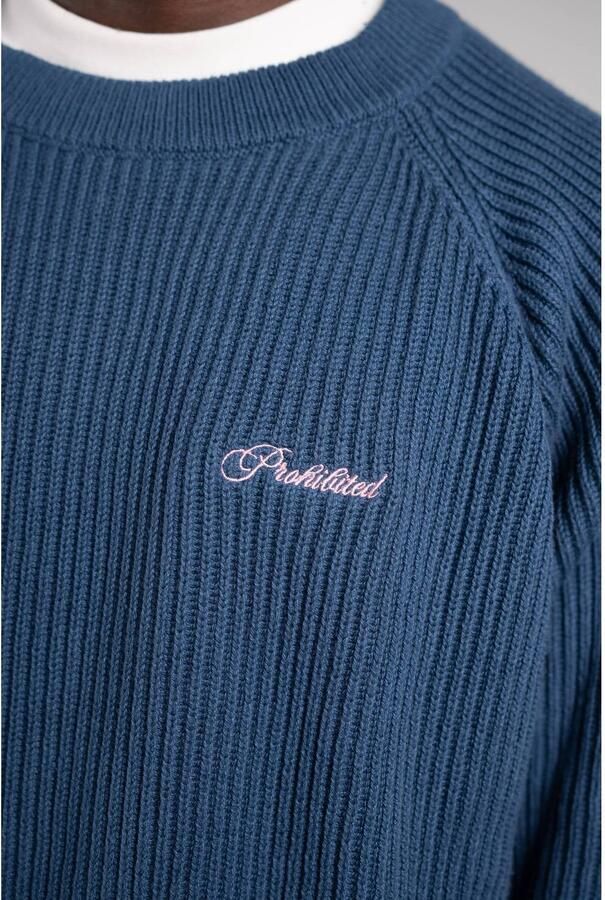 Prohibited katoenen relaxed fit gebreide trui blauw - Foto 2