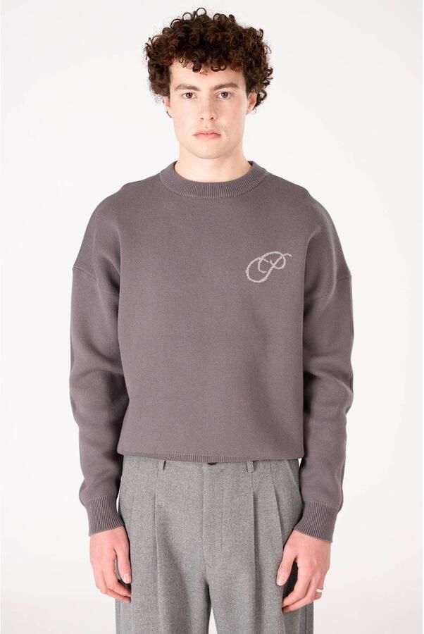 Prohibited oversized gebreide trui met logo grijs