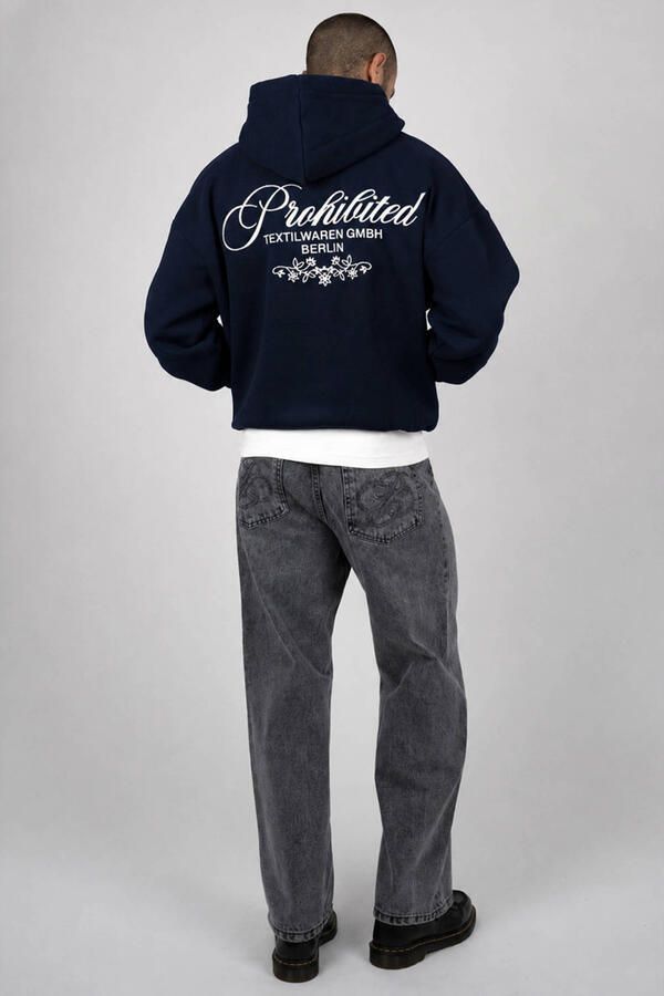 Prohibited oversized hoodie met backprint donkerblauw - Foto 3