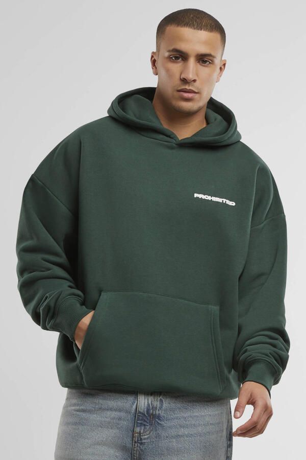 Prohibited oversized hoodie met backprint groen