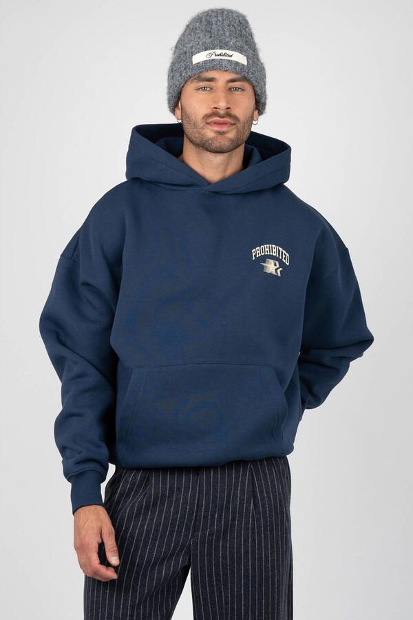 Prohibited oversized hoodie met backprint oceanic blue
