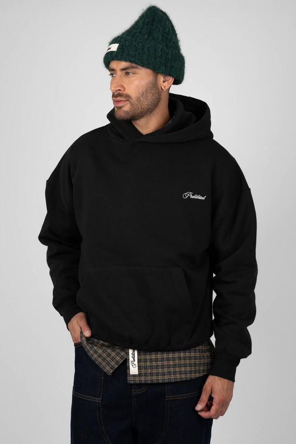 Prohibited oversized hoodie met backprint zwart