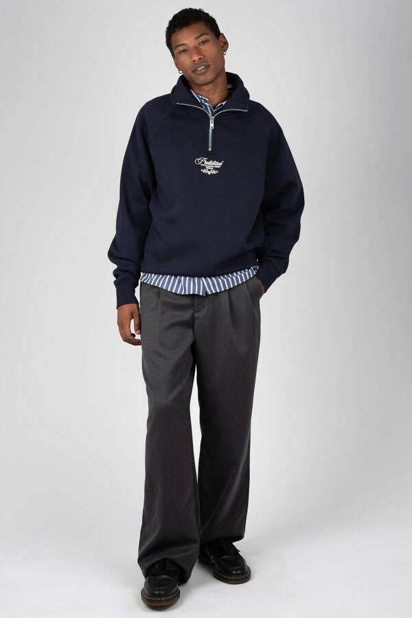 Prohibited oversized sweater met borduursels en print donkerblauw - Foto 3