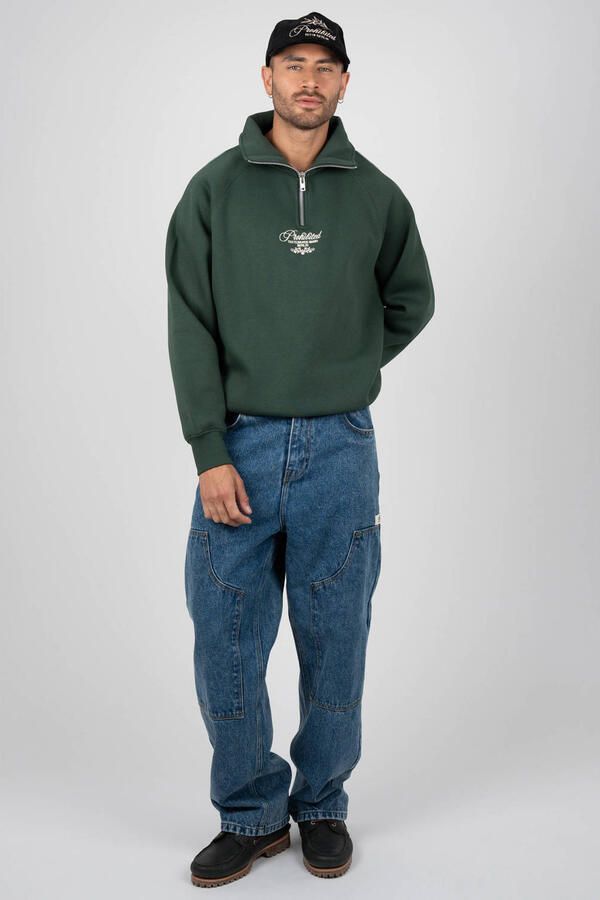 Prohibited oversized sweater met print groen