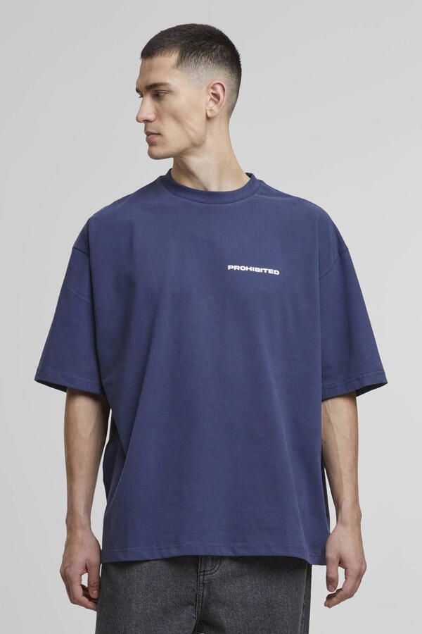 Prohibited oversized T-shirt met backprint donkerblauw
