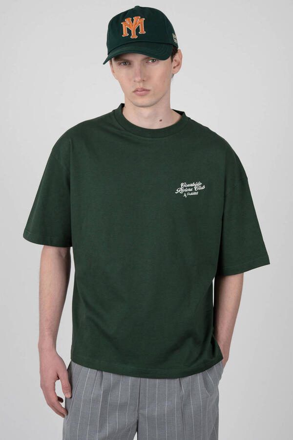 Prohibited oversized T-shirt met backprint donkergroen