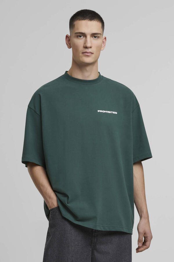 Prohibited oversized T-shirt met backprint groen
