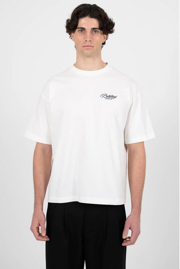 Prohibited oversized T-shirt met backprint wit