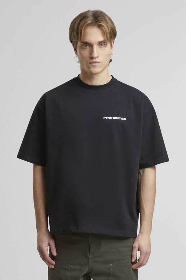 Prohibited oversized T-shirt met backprint zwart