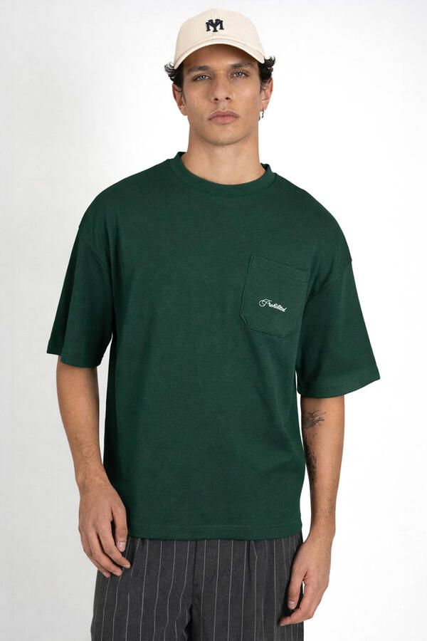Prohibited oversized T-shirt met textuur donkergroen