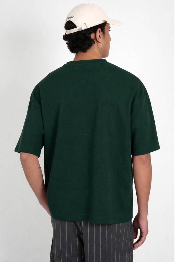 Prohibited oversized T-shirt met textuur donkergroen - Foto 3