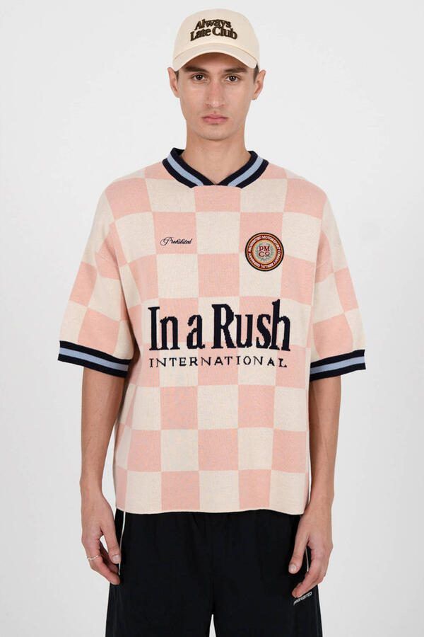 Prohibited oversized T-shirt roze gebreid