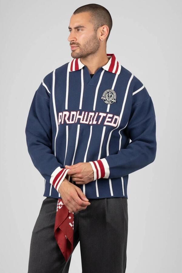 Prohibited regular fit gestreepte polo met logo blauw