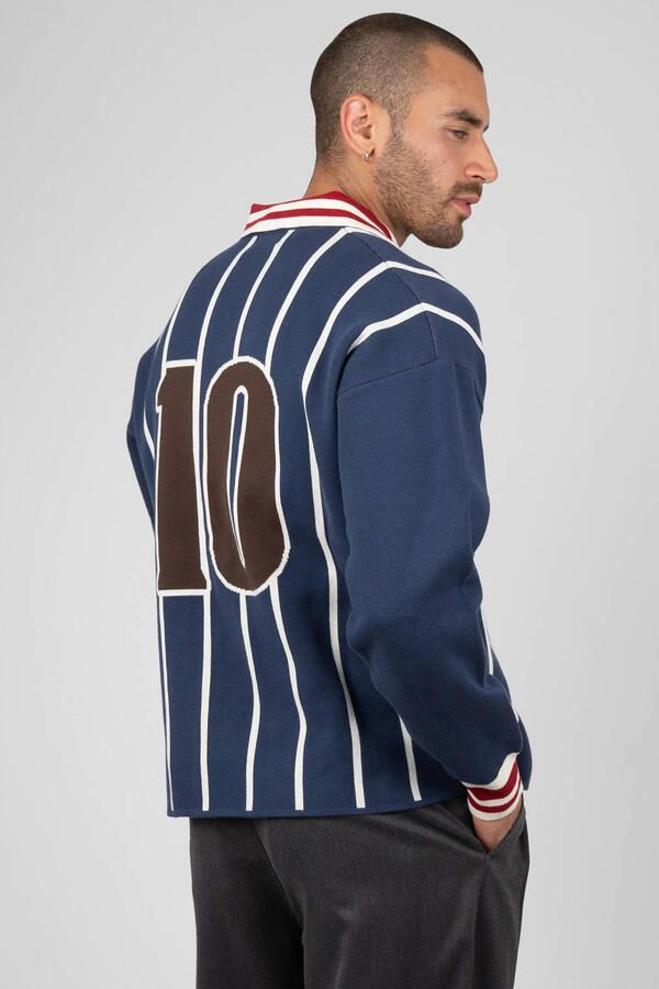 Prohibited regular fit gestreepte polo met logo blauw - Foto 3