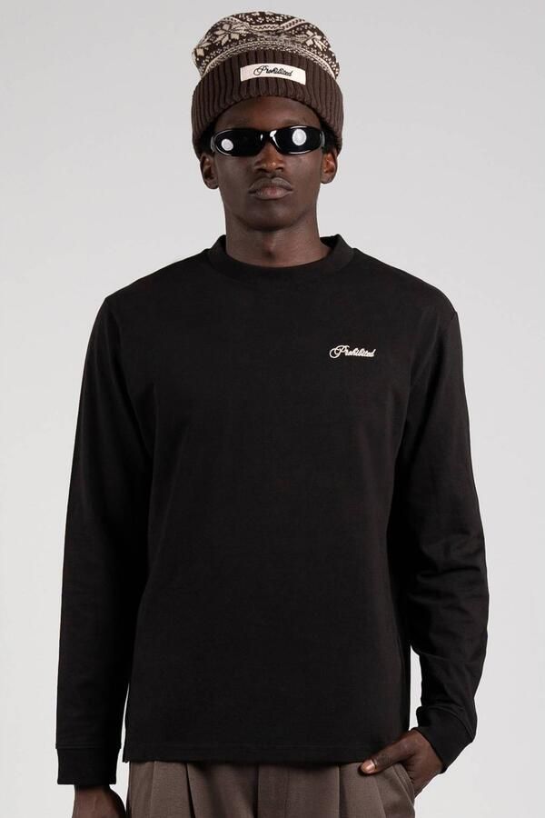 Prohibited relaxed fit longsleeve met backprint zwart