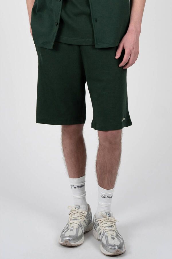 Prohibited Seaside Waffle Shorts regular casual short met textuur donkergroen