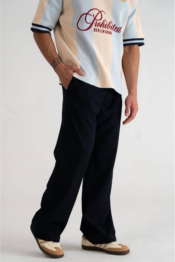 Prohibited SoHo Pleated Pants straight pantalon donkerblauw
