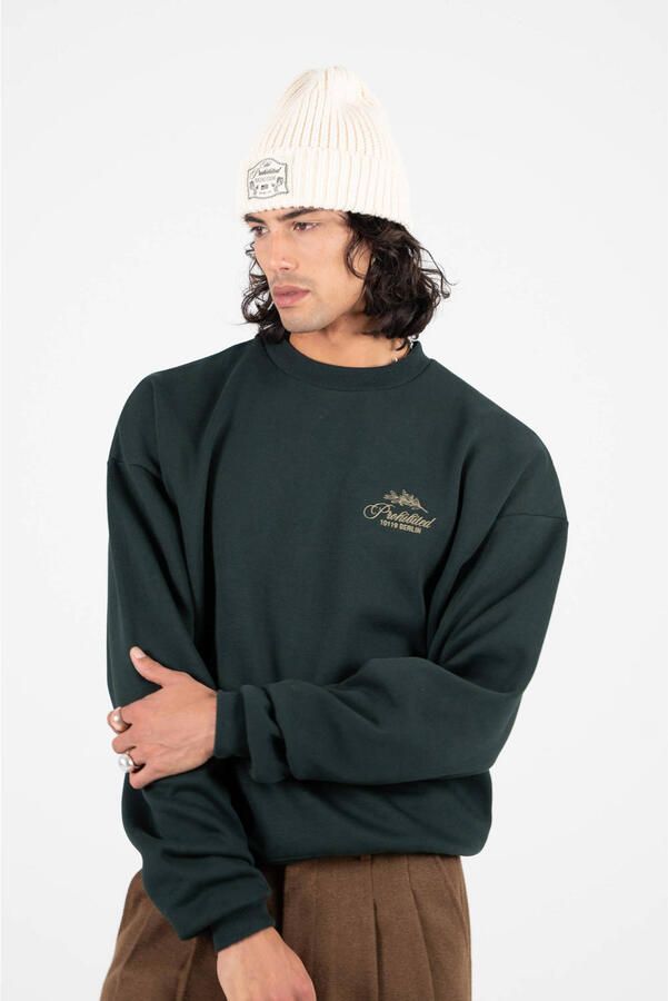 Prohibited sweater met backprint donkergroen