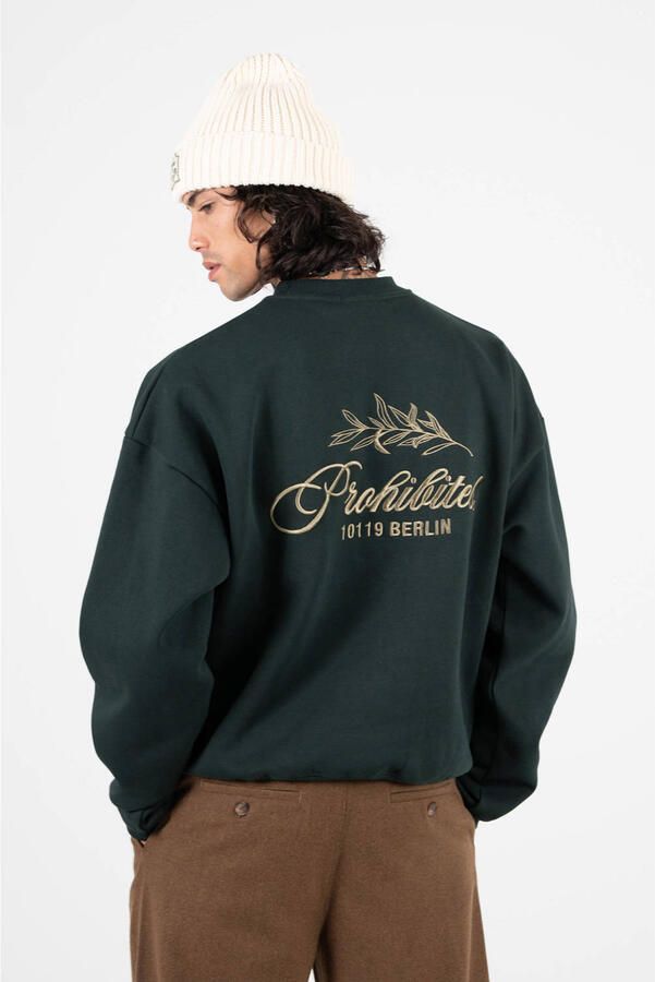 Prohibited sweater met backprint donkergroen - Foto 3
