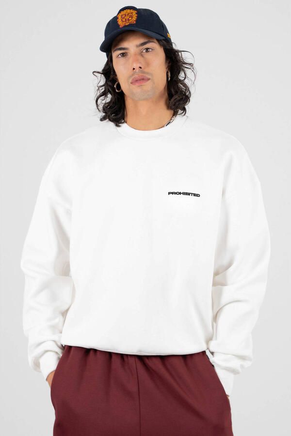 Prohibited sweater met backprint ecru