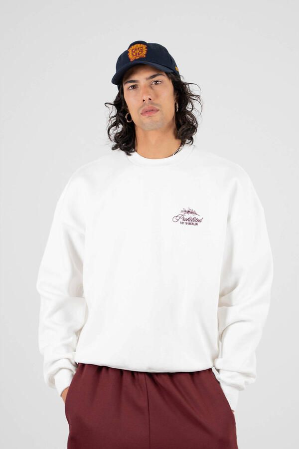 Prohibited sweater met backprint ecru