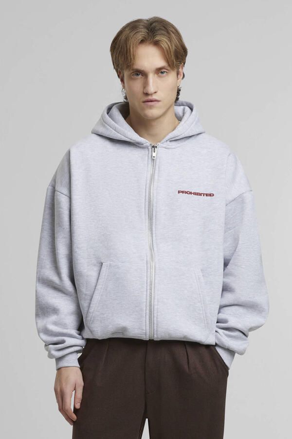 Prohibited sweatvest met backprint grijs