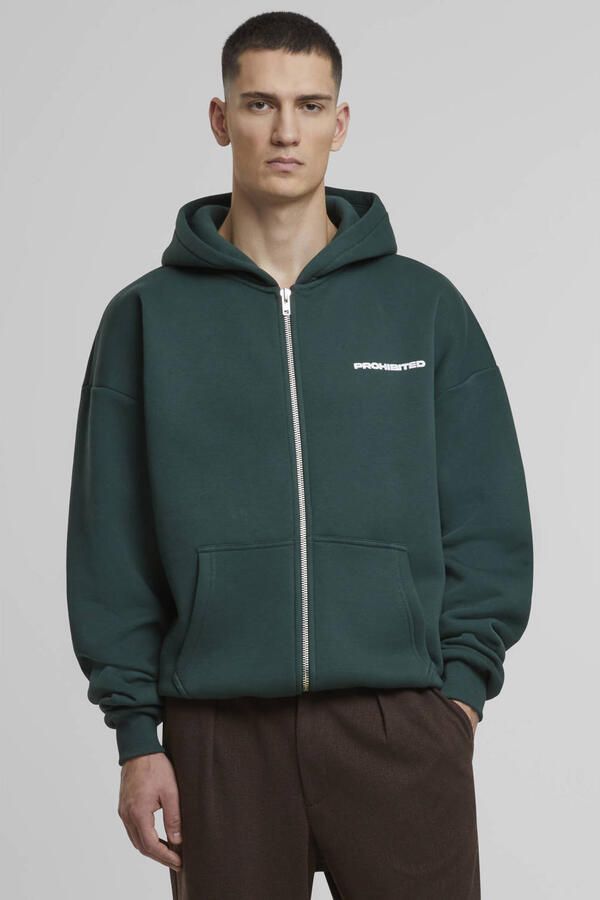 Prohibited sweatvest met backprint groen