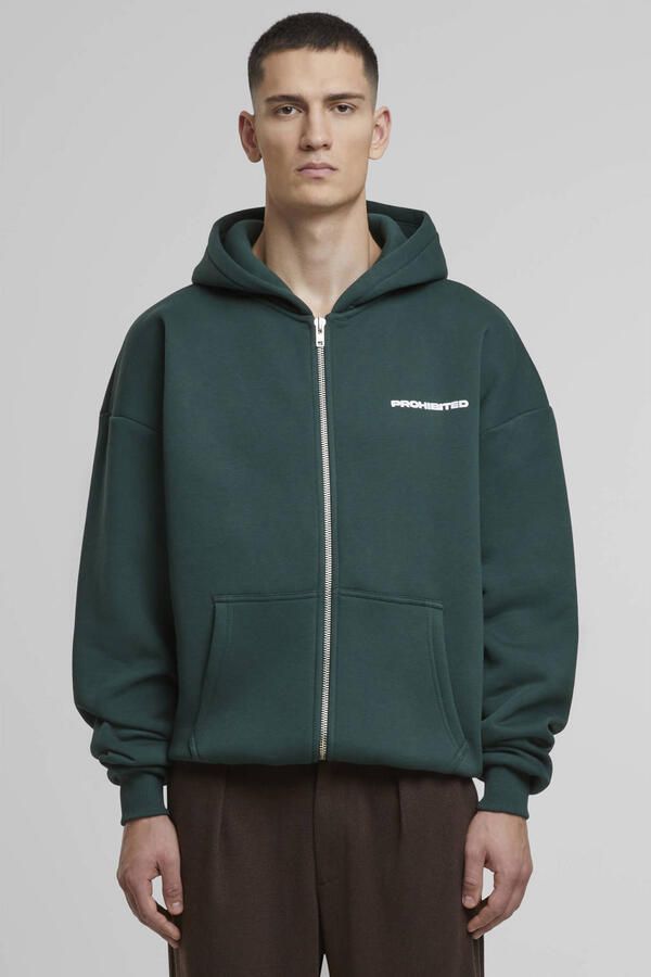 Prohibited sweatvest met backprint groen - Foto 3