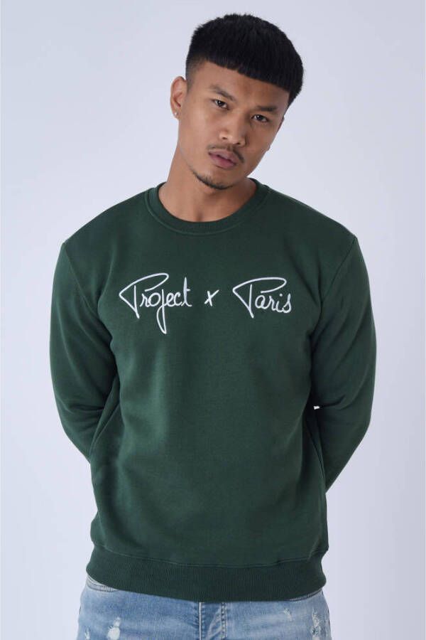 Project X Paris sweater met logo groen