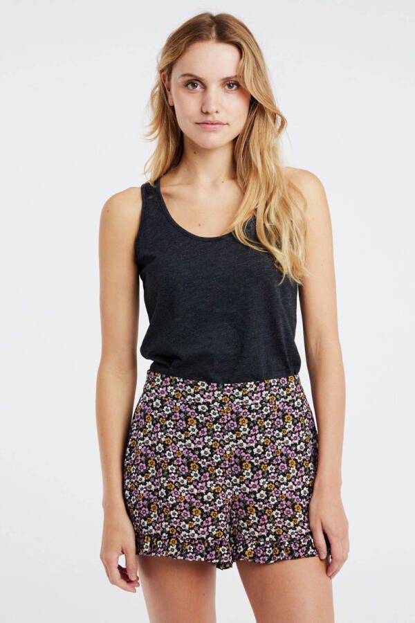 Protest gebloemde straight fit short zwart roze oranje